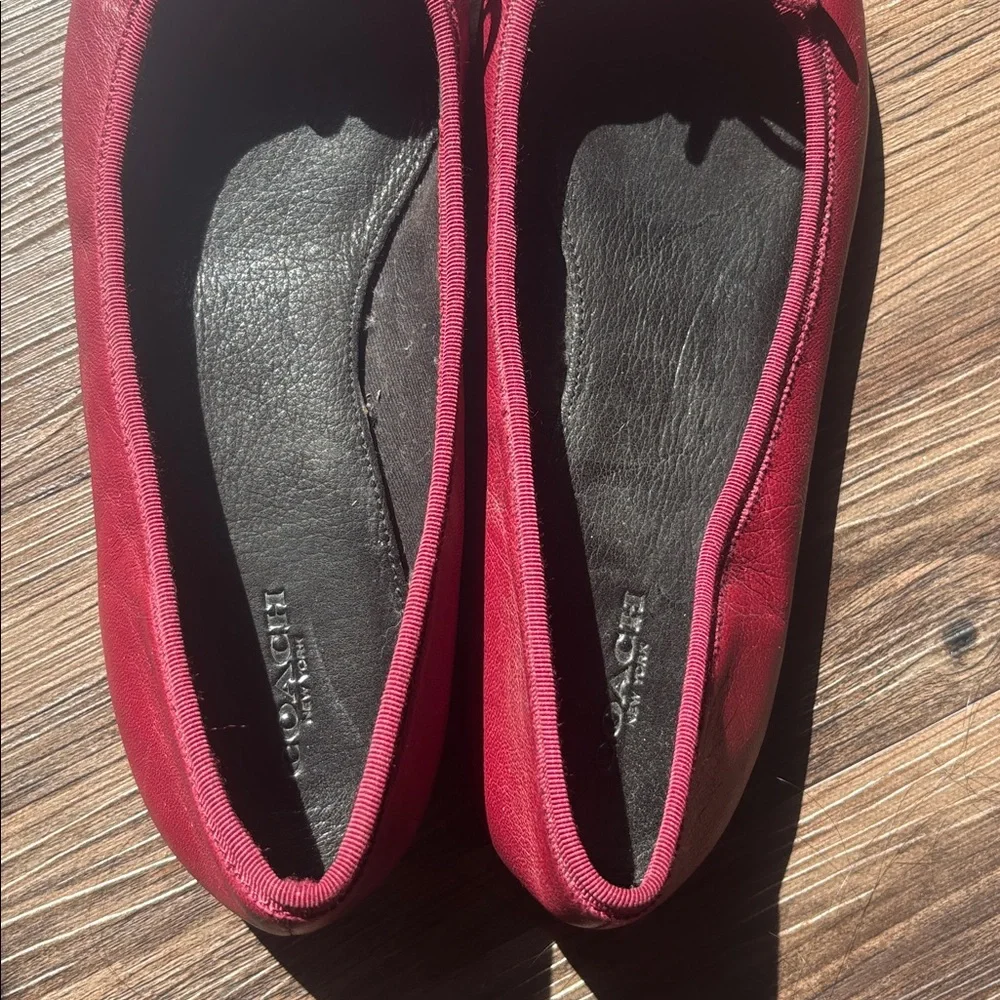 Coach Lara Flats | Red Leather | Size 8 - Picture 4 of 7